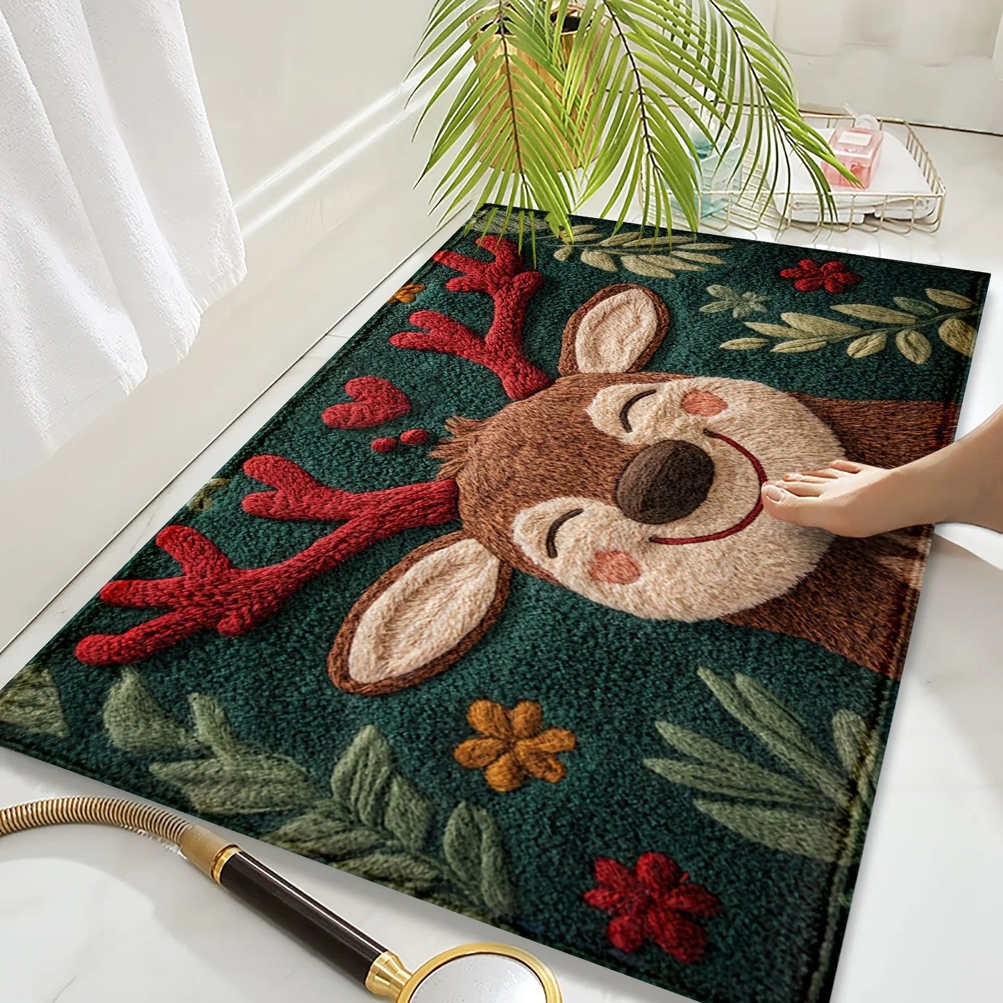 Festive Antlered Fawn Doormat