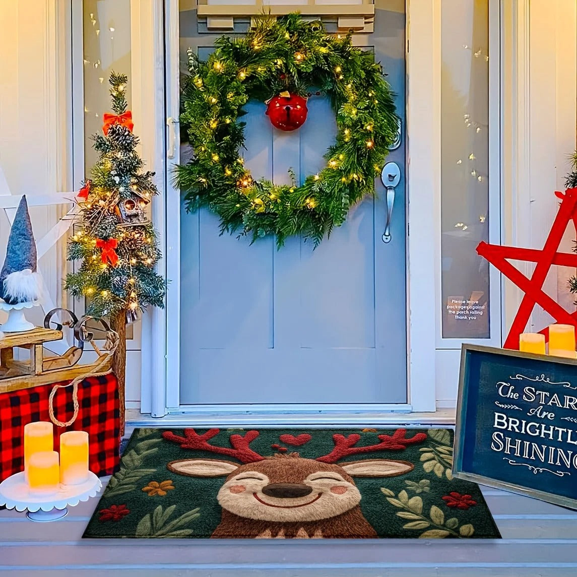 Festive Antlered Fawn Doormat
