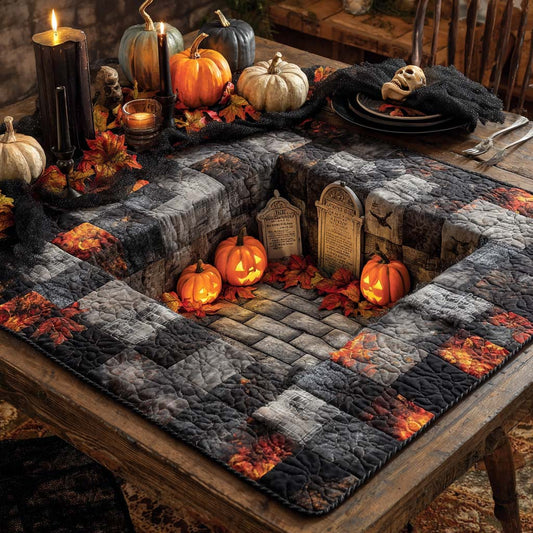 Gravestone Pumpkin Pit Quilted Table Topper