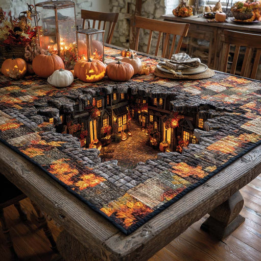 Haunted Village Pit Quilted Table Topper