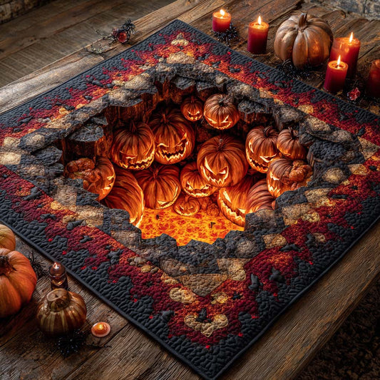 Inferno Pumpkin Abyss Quilted Table Topper