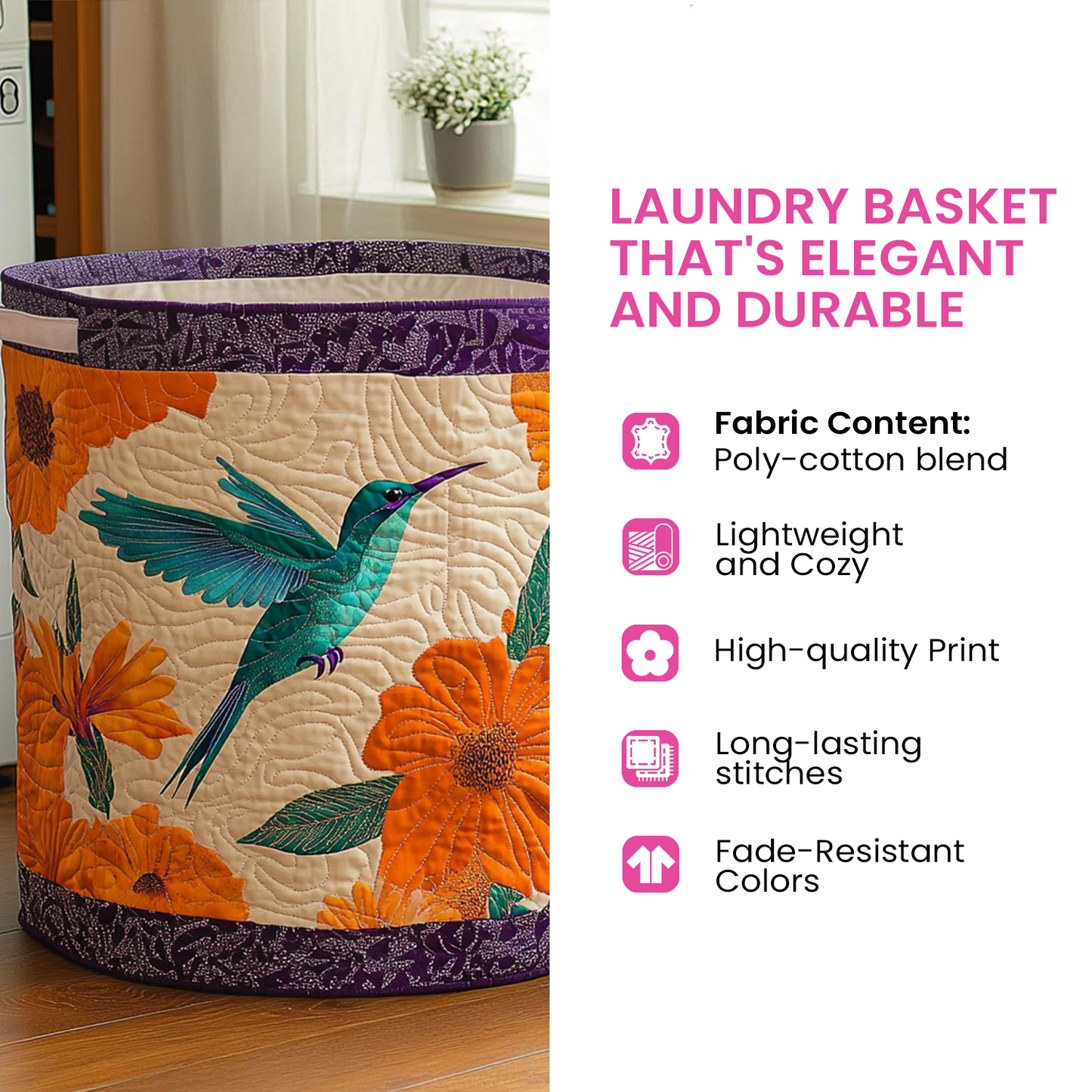 Meadow Sunburst Quilted Laundry Basket