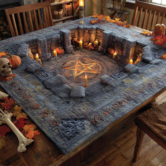 Ritual Pentagram Cellar Quilted Table Topper