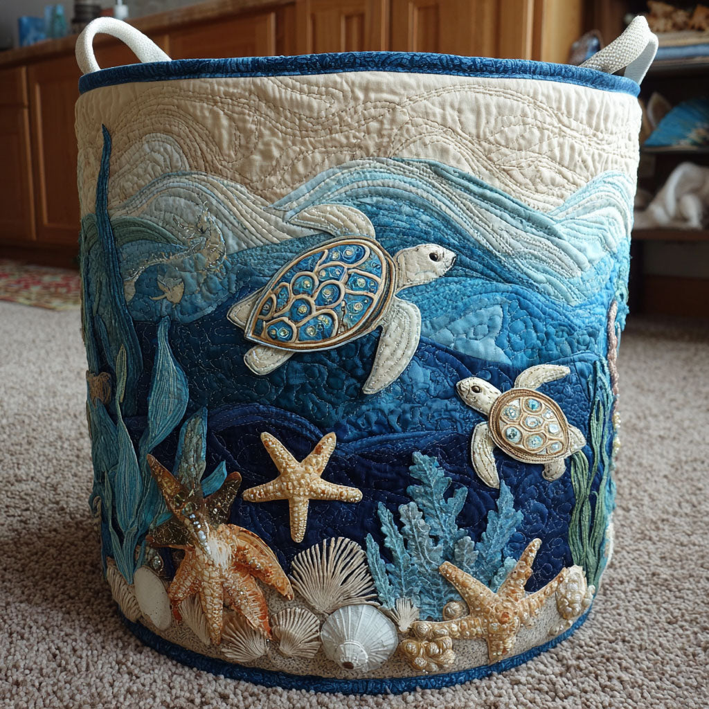 Turtle Quilted Laundry Basket