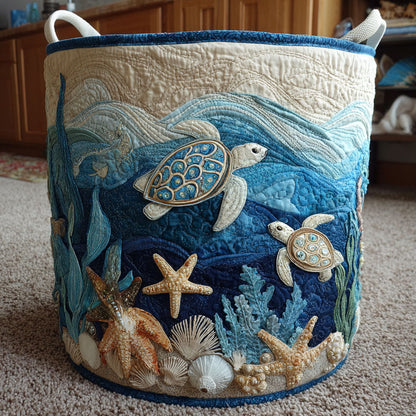Turtle Quilted Laundry Basket