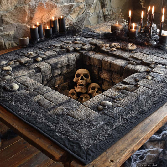 Skull Crypt Cellar Quilted Table Topper