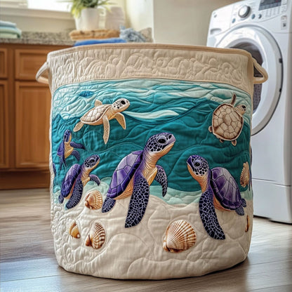 Turtle Quilted Laundry Basket