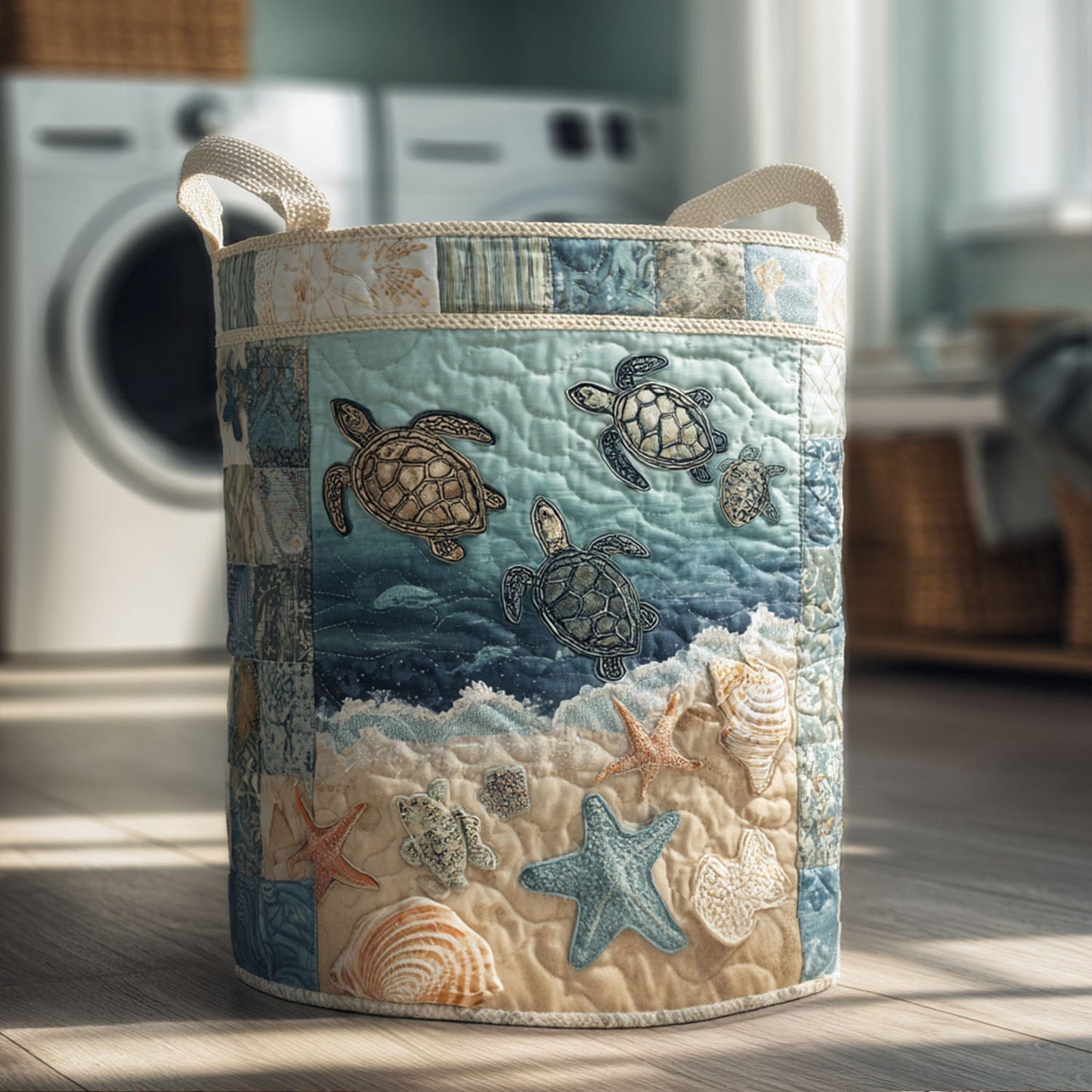 Turtle Quilted Laundry Basket