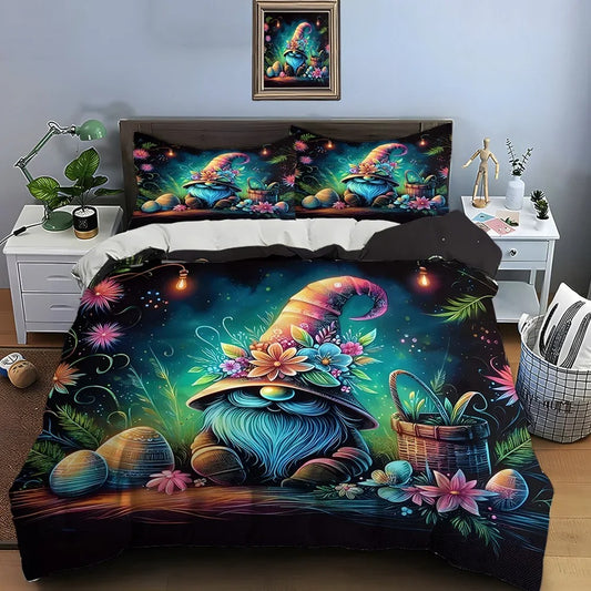Mystical Floral Gnome Duvet Set