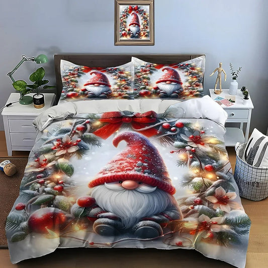 Festive Berry Wreath Gnome Duvet Set