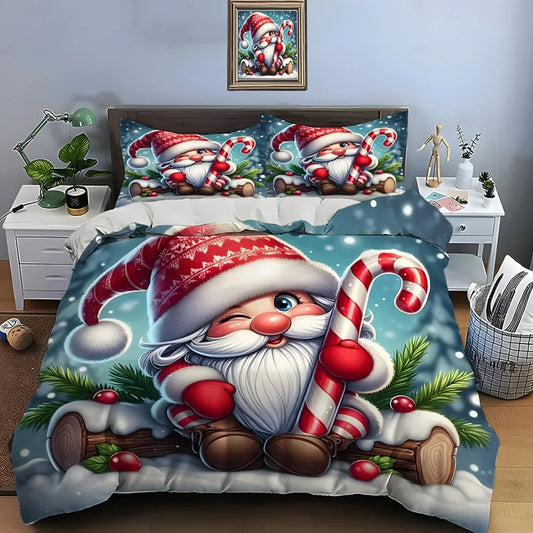 Jolly Candy Cane Santa Duvet Set