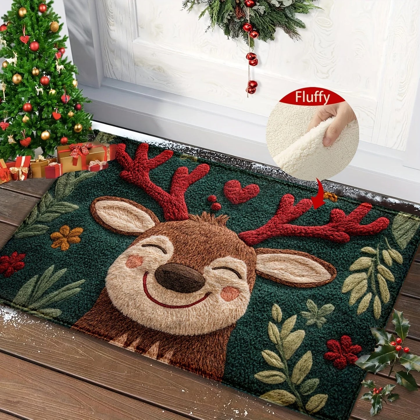 Festive Antlered Fawn Doormat