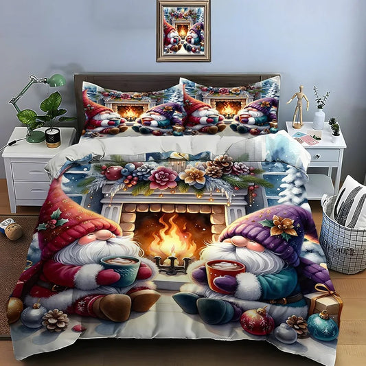 Heartfelt Holiday Gnomes Duvet Set
