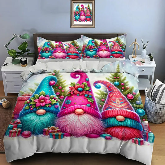 Vibrant Forest Gnomes Duvet Set