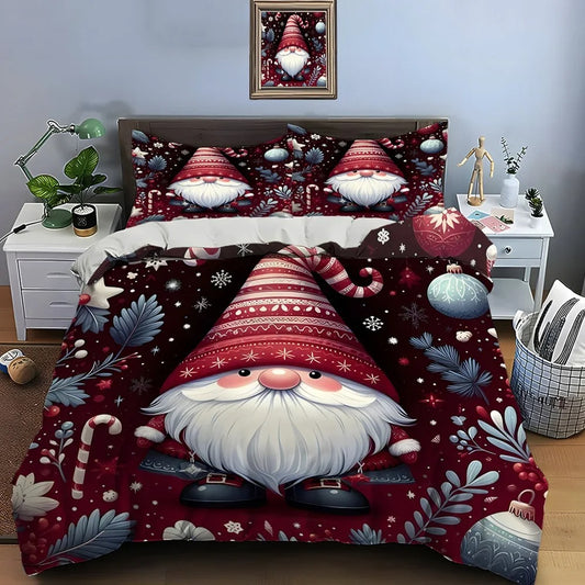 Crimson Yuletide Gnome Duvet Set