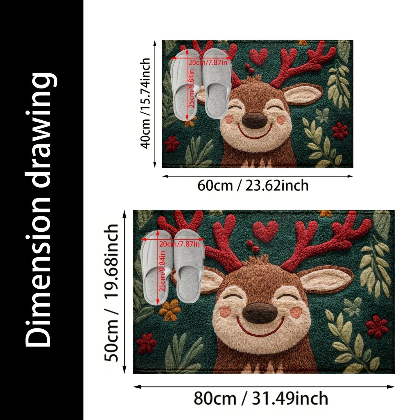 Festive Antlered Fawn Doormat