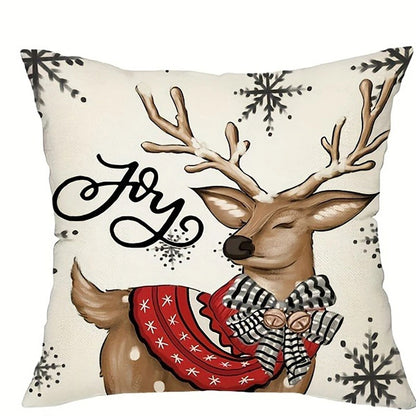 "Joy"ful Reindeer Christmas Pillowcase
