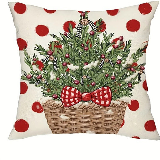Festive Mini Tree Basket Pillowcase